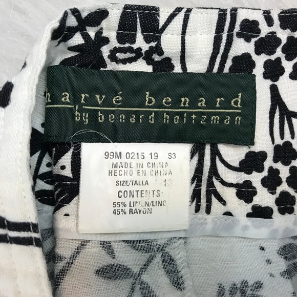 Harve Benard Linen Rayon Skirt 10 Black White - Picture 4 of 7